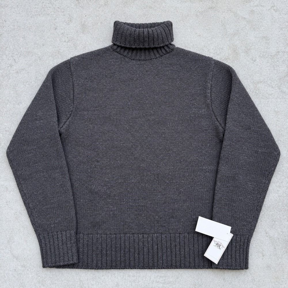RRL Ralph Lauren Mens Charcoal Grey Turtleneck Sweater Size L NWT $645
